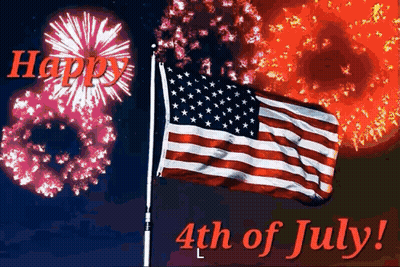 Happy 4Th Of July American Flag Fireworks Card GIF