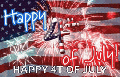Happy 4Th Of July Card With Fireworks And Flag GIF