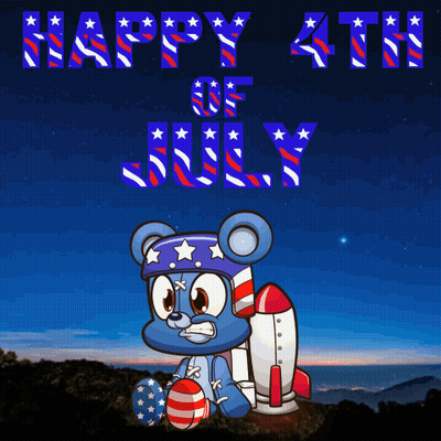 Happy 4Th Of July Greeting Card With Rocket GIF