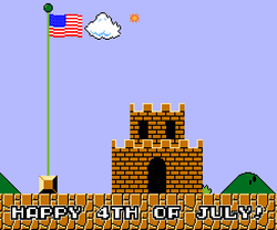 Happy 4th Of July Mario Castle Fireworks