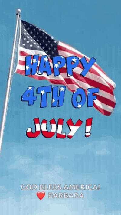 Happy 4Th Of July Message With American Flag GIF