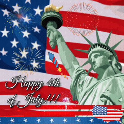 Happy 4Th Of July Statue Of Liberty Fireworks GIF