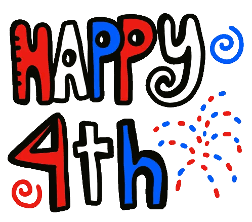 Happy 4Th Sign With Fireworks Sticker