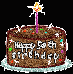 Happy 50th Birthday Chocolate Cake Sparkling GIF | GIFDB.com