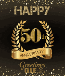 Happy 50Th Birthday Golden Text Artwork GIF