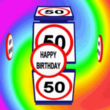 Happy 50Th Birthday Trippy Rainbow Roulette GIF