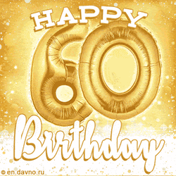 Happy 60Th Birthday Golden Numbers Creative Design GIF