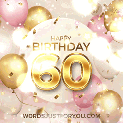Happy 60Th Birthday Shiny Balloons Graphic Art GIF