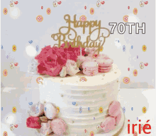 Happy 70Th Birthday Dainty Cake Glitters Confetti GIF