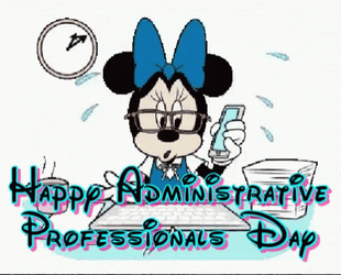 Happy Admin Day Minnie Mouse Working Quickly GIF