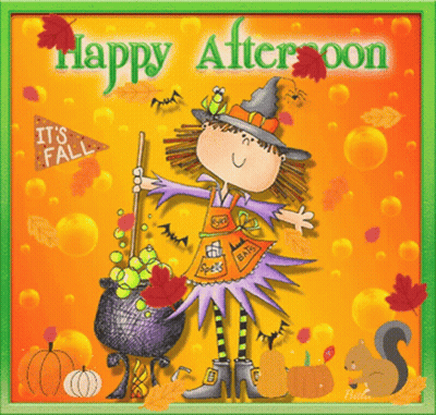 Happy Afternoon Witch Holding Cauldron GIF