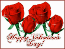 Happy Animated Valentines Day Glittering Red Roses