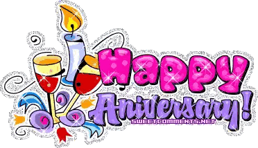 Happy Anniversary Candle And Wine Sticker