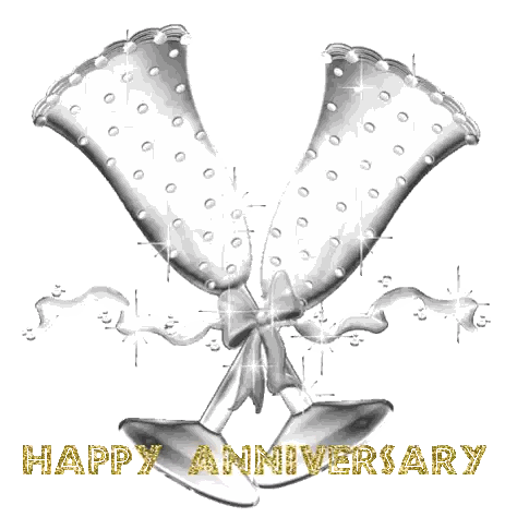Happy Anniversary Card With Champagne Flutes Sticker