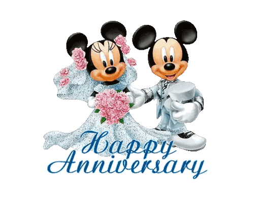 Happy Anniversary Card With Mickey And Minnie Sticker