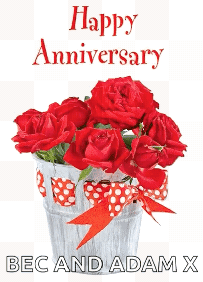 Happy Anniversary Card With Two Red Hearts On Purple GIF