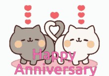 Happy Anniversary Funny Animated Cats Heart Tail GIF