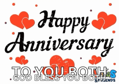 Happy Anniversary God Bless You Both And Friends Sign GIF