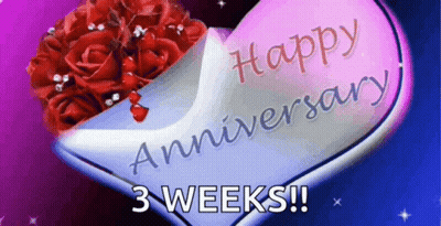 Happy Anniversary Greeting Card With Heart And Roses GIF