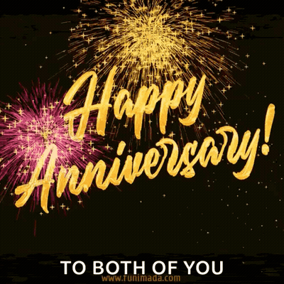 Happy Anniversary Greeting With Fireworks GIF