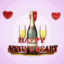 Happy Anniversary Hearts And Champagne