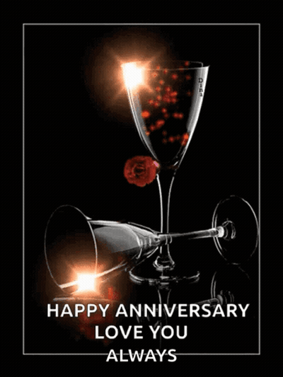 Happy Anniversary Love You Always Wine Glasses Roses