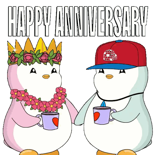 Happy Anniversary Penguin Greeting Card Sticker