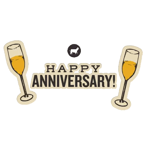 Happy Anniversary Sign With Champagne Glasses Sticker
