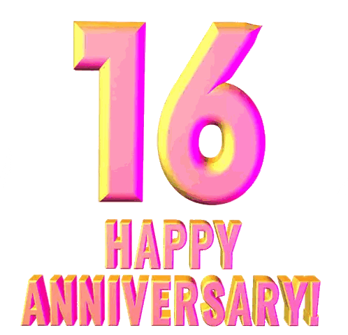 Happy Anniversary Sign With Pink And Yellow Numbers Sticker