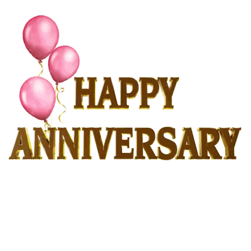 Happy Anniversary Sign With Pink Balloons Sticker
