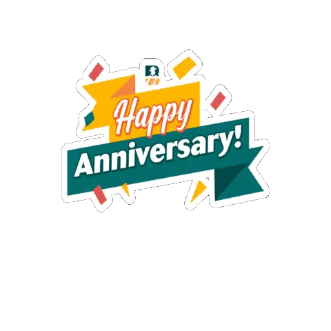 Happy Anniversary Sticker With Green Ribbon Sticker