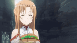Happy Asuna Offering Sandwich GIF