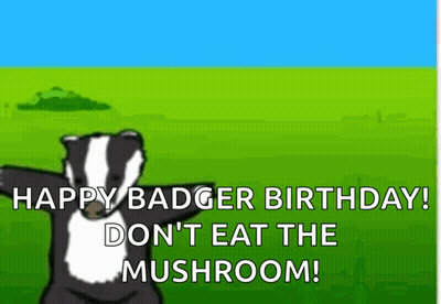 Happy Badger Birthday Don't Eat The Mushroom Dancing Badger GIF