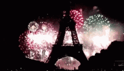 Happy Bastille Day Eiffel Tower Colorful Fireworks