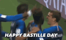 Happy Bastille Day Football Players Group Hug