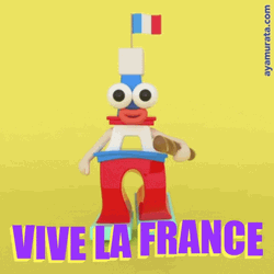 Happy Bastille Day Walking Mascot With Flag