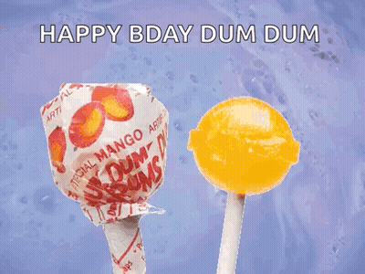 Happy Bday Dum Dum Lollipop Next To Another Lollipop GIF