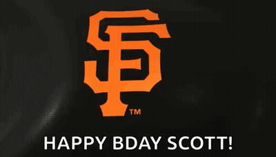 Happy Bday Scott Sign Orange Letters On Black GIF