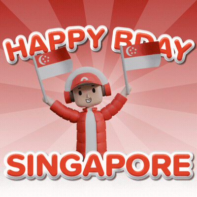 Happy Bday Singapore Poster With Cartoon Character GIF