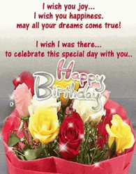Happy Bday Sparkling Flowers GIF