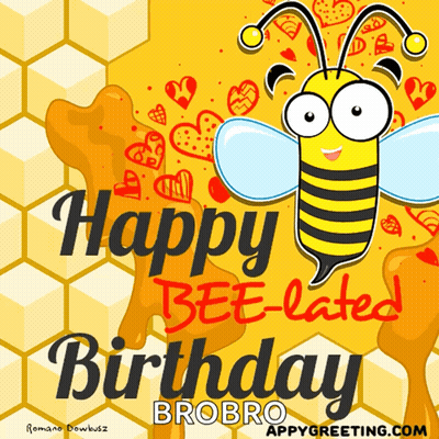 Happy Bee-Lated Birthday Greeting Card GIF