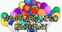 Happy Belated Birthday Balloons Glitter Art