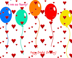 Happy Belated Birthday Sorry Balloons Hearts