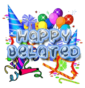 Happy Belated Greeting Card With Balloons Sticker