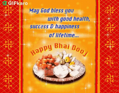 Happy Bhai Dooj Card With Plate of Food