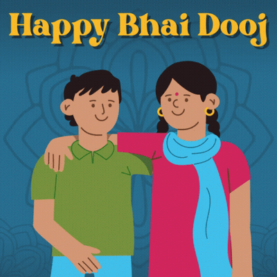 Happy Bhai Dooj Card With Two People GIF