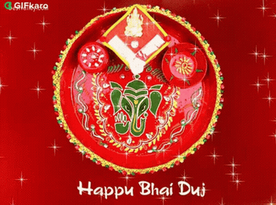 Happy Bhai Duj Card With Red Plate GIF