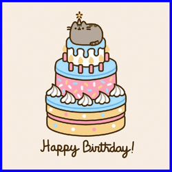Happy Birthday Animated Cake Pusheen Cat Sticker GIF
