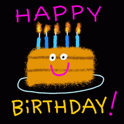 Happy Birthday Animated Cake Smiling