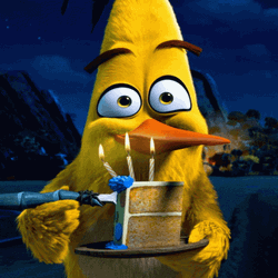 Happy Birthday Animated Chuck Eating Cake GIF